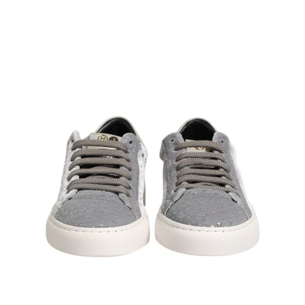 HIDE & JACK Gray Suede Low Top Lace Up Sneakers Women's Shoes